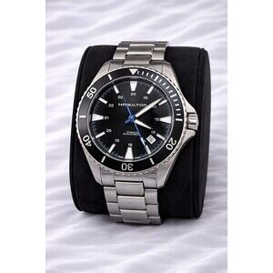 Hamilton Khaki Navy Men's Black Watch with Silver Stainless Steel Band -...